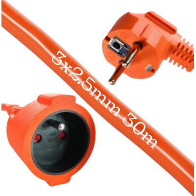 Sodo statybinis prailgintuvas su įžeminimu 30 metrų, storas 3x2,5