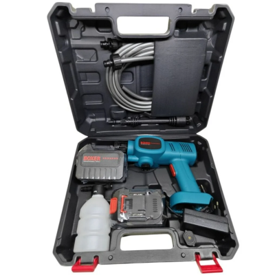 Akumuliatorinė aukšto slėgio plovykla su kompresoriumi, 2x akumuliatoriai, 80 Bar, 2x6Ah