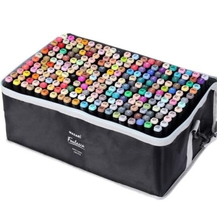 Dvipusių markerių rinkinys 204 spalvų su dėklu